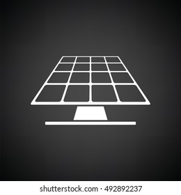 Solar energy panel icon. Black background with white. Vector illustration.