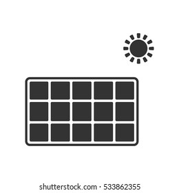 Solar energy panel icon flat. Illustration isolated on white background. Vector grey sign symbol
