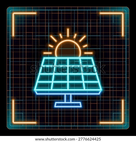 Solar energy panel icon illustration, renewable and alternative energy concept.