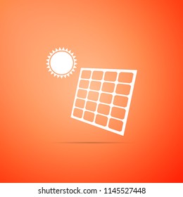 Solar energy panel icon isolated on orange background. Flat design. Vector Illustration