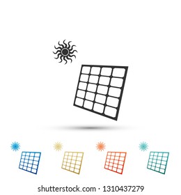 Solar energy panel icon isolated on white background. Set elements in color icons. Vector Illustration