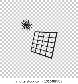 Solar energy panel icon isolated on transparent background. Flat design. Vector Illustration