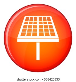 Solar energy panel icon in red circle isolated on white background vector illustration