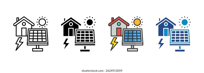 Conjunto de iconos de panel de energía solar Colección de estilo múltiple