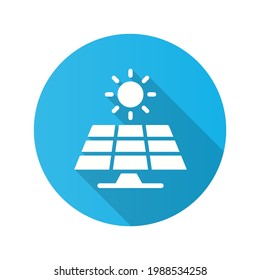 Solar energy panel icon. Simple illustration with long shadow isolated for graphic and web design.