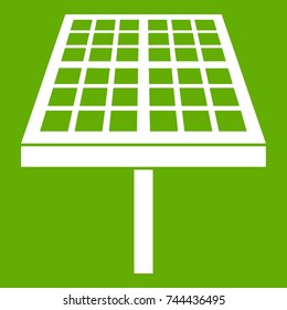 Solar energy panel icon white isolated on green background. Vector illustration