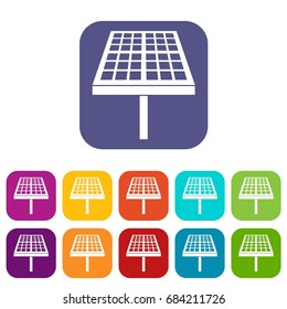 Solar energy panel icons set