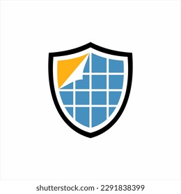 Solar energy panel logo design with protective frame.