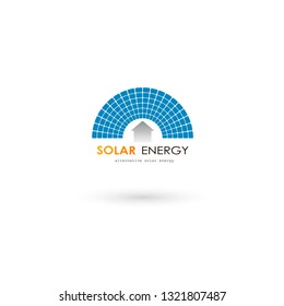 solar energy panel logo   renewable  alternative electricity source concept  white background flat cpopy space vector illustration