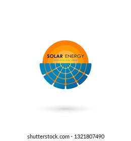 solar energy panel logo   renewable  alternative electricity source concept  white background flat cpopy space vector illustration