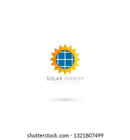 solar energy panel logo   renewable  alternative electricity source concept  white background flat cpopy space vector illustration