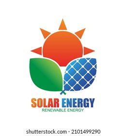 Solar energy panel logo vector design isolated on white background, Green and  Renewable energy power industry.