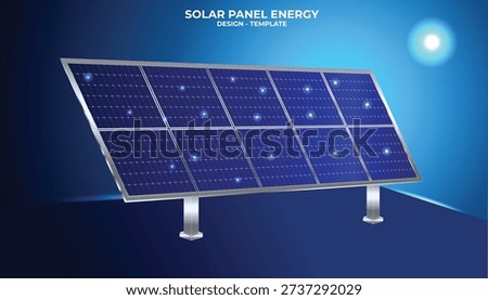 Solar energy panel with a metal base that captures sunlight. Renewable energy, sustainability, and a green future. Modern and bright design for green campaigns.