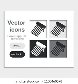 Solar energy panel placed on web page template flat vector icon.