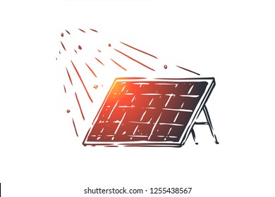 Solar, energy, panel, sun, alternative concept. Hand drawn solar panel equipment concept sketch. Isolated vector illustration.