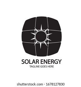 Solar energy panel and sun icon isolated on white background