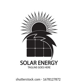Panel de energía solar e icono solar aislados en fondo blanco