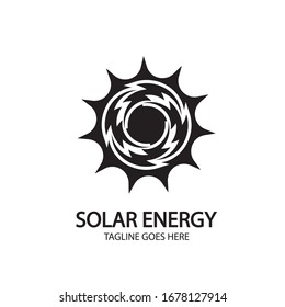 Solar energy panel and sun icon isolated on white background