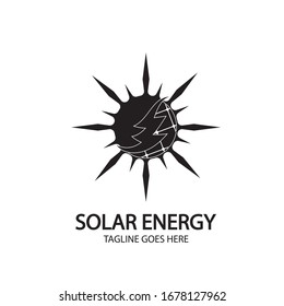 Solar energy panel and sun icon isolated on white background