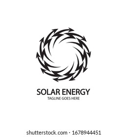 Solar energy panel and sun icon isolated on white background