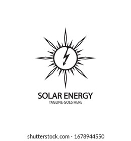 Solar energy panel and sun icon isolated on white background