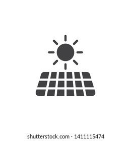 Solar energy panel vector icon. filled flat sign for mobile concept and web design. Sun and solar panel glyph icon. Symbol, logo illustration. Vector graphics