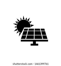 Solar energy panel vector icon. filled flat sign for mobile concept and web design. Sun and solar panel glyph icon. Symbol, logo illustration. Vector graphics