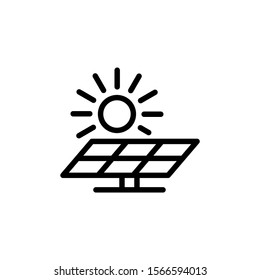 Solar energy panel vector icon in line art style on white background, filled flat sign for mobile concept and web design, Sun and solar panel glyph icon, Symbol, logo illustration