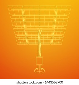 Solar energy panel. Wireframe low poly mesh vector illustration