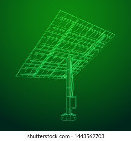 Solar energy panel. Wireframe low poly mesh vector illustration