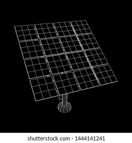 Solar energy panel. Wireframe low poly mesh vector illustration
