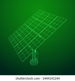 Solar energy panel. Wireframe low poly mesh vector illustration