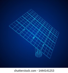 Solar energy panel. Wireframe low poly mesh vector illustration