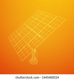 Solar energy panel. Wireframe low poly mesh vector illustration