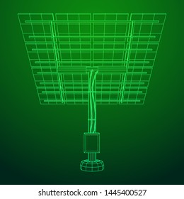 Solar energy panel. Wireframe low poly mesh vector illustration