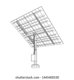 Solar energy panel. Wireframe low poly mesh vector illustration