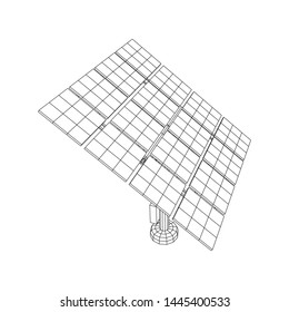 Solar energy panel. Wireframe low poly mesh vector illustration