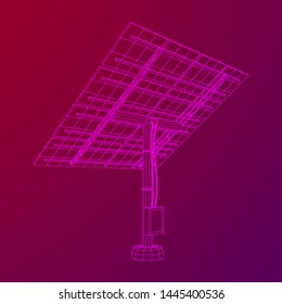 Solar energy panel. Wireframe low poly mesh vector illustration
