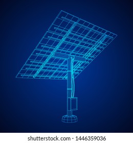 Solar energy panel. Wireframe low poly mesh vector illustration