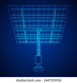 Solar energy panel. Wireframe low poly mesh vector illustration
