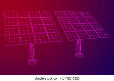 Solar energy panel. Wireframe low poly mesh vector illustration