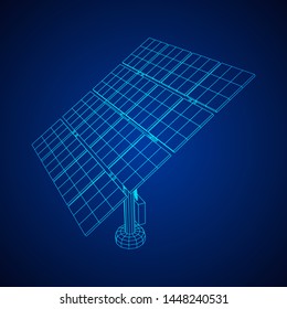 Solar energy panel. Wireframe low poly mesh vector illustration