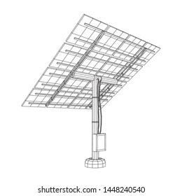 Solar energy panel. Wireframe low poly mesh vector illustration