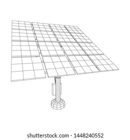 Solar energy panel. Wireframe low poly mesh vector illustration