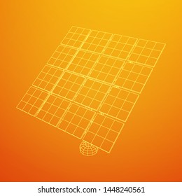 Solar energy panel. Wireframe low poly mesh vector illustration