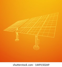 Solar energy panel. Wireframe low poly mesh vector illustration