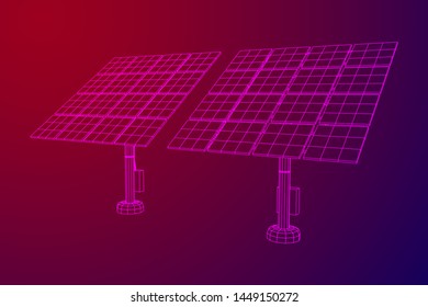 Solar energy panel. Wireframe low poly mesh vector illustration