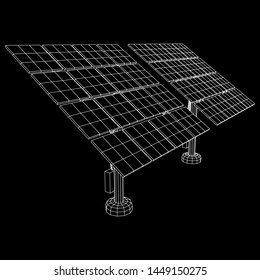 Solar energy panel. Wireframe low poly mesh vector illustration