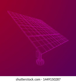 Solar energy panel. Wireframe low poly mesh vector illustration