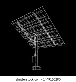 Solar energy panel. Wireframe low poly mesh vector illustration